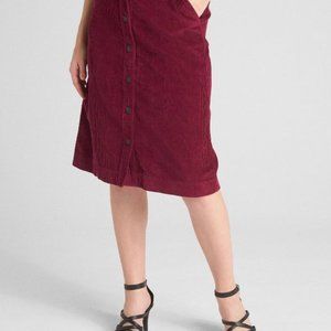 Gap Corduroy Button Down Midi Skirt Raspberry Medium